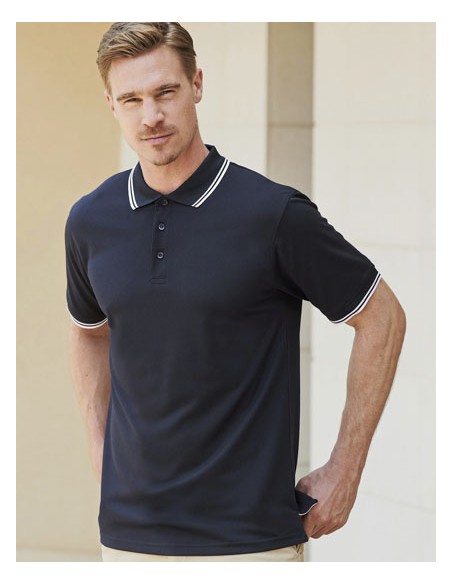 HEN-H482-Mens Coolplus® Short Sleeved Tipped Polo Shirt 2